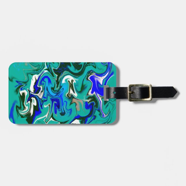 Turquoise marble texture luggage tag (Front Horizontal)