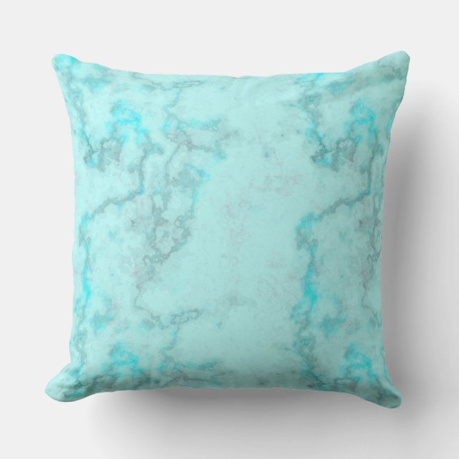 Turquoise marble throw pillow (Front)
