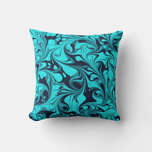 Turquoise Marble Throw Pillow (Front)