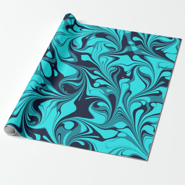 Turquoise Marble Wrapping Paper (Unrolled)