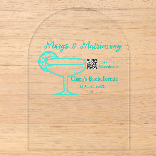 Turquoise Margs & Matrimony Bachelorette party  Acrylic Invitations