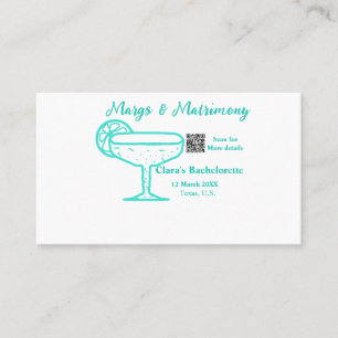 Turquoise Margs & Matrimony Bachelorette party Business Card