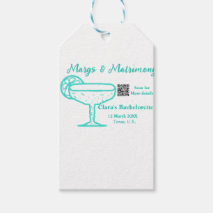 Turquoise Margs & Matrimony Bachelorette party Gift Tags