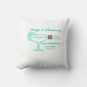 Turquoise Margs & Matrimony Bachelorette party Throw Pillow