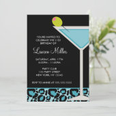 Turquoise Martini and Leopard Print Invitation (Standing Front)