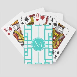 Turquoise Maze and Monogram Playing Cards