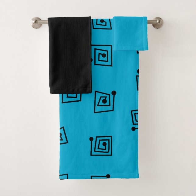 Turquoise Mazes  Bath Towel Set (Insitu)