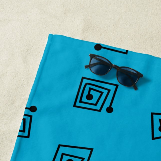 Turquoise Mazes  Beach Towel (In Situ)