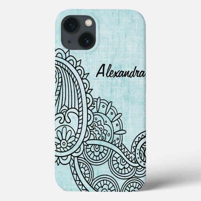 Turquoise Mehndi Motif iPad Mini Case (Back)
