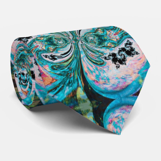 Turquoise Melted Swirl Neck Tie (Rolled)