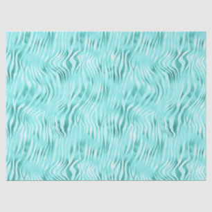 Turquoise Metallic Zebra Print Decoupage Tissue Paper