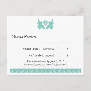 Turquoise Mexican Style Love Birds RSVP Card