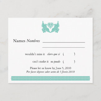 Turquoise Mexican Style Love Birds RSVP Card