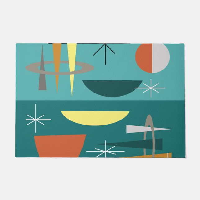 Turquoise Mid Century Modern Floor Mat (Front)