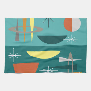 Turquoise Mid Century Modern Kitchen Towel