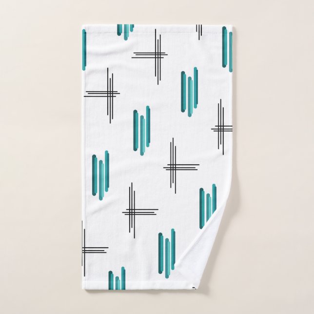 Turquoise Mid-Century Moderne Grandes et lignes (Serviette à main)
