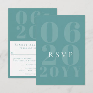 Turquoise minimaliste Gras Type Mariage RSVP