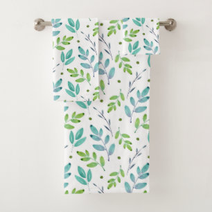 Turquoise mixte, vert Feuille Motif d'aquarelle