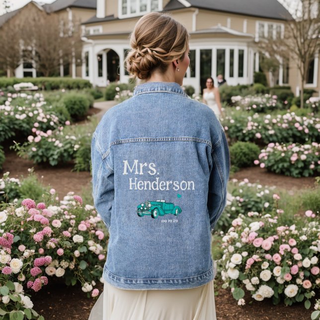 Turquoise Mme Brides Nom Voiture Classique Denim V (Mariage Retour)