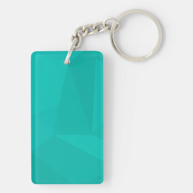 Turquoise, modern, cool, trendy geometric art keychain (Back)