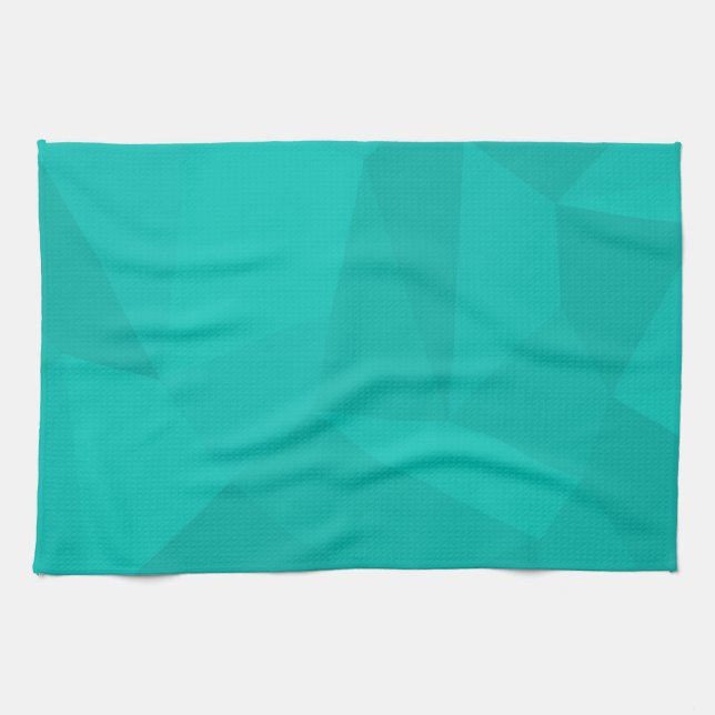 Turquoise, modern, cool, trendy geometric art kitchen towel (Horizontal)