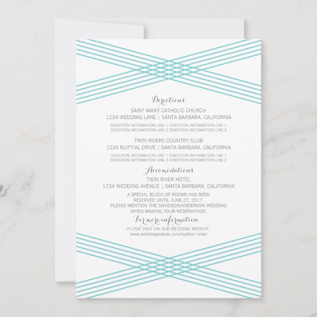 Turquoise Modern Deco Information Card (Front)