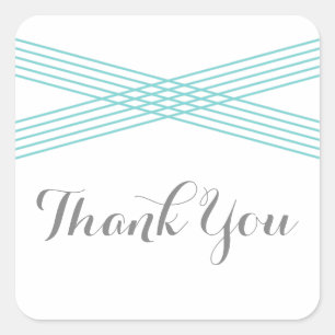 Turquoise Modern Deco Thank You Stickers