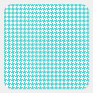 Turquoise Modern Houndstooth at Emporiomoffa Square Sticker
