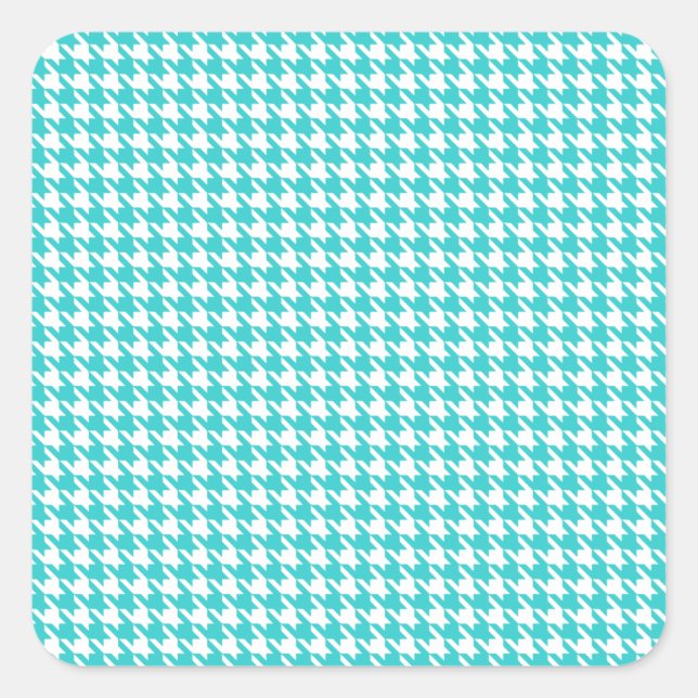 Turquoise Modern Houndstooth at Emporiomoffa Square Sticker (Front)