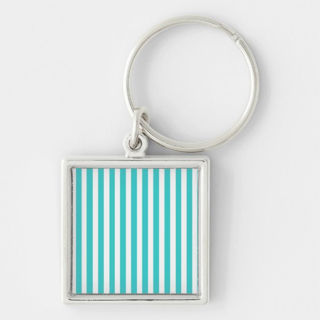 Turquoise Modern Stripes Keychain (Front)