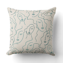 Turquoise moderne Crème Boho Minamal Motif Coussin