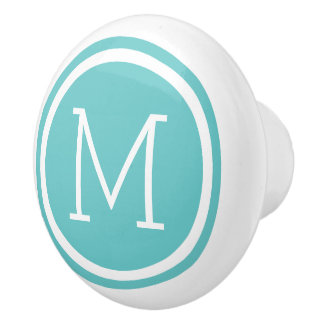 Turquoise Monogram Personalized Drawer Knob