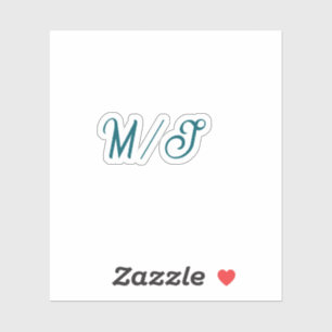 Turquoise monogram wedding couple name simple styl