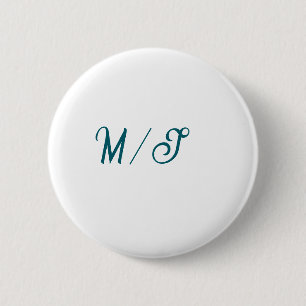Turquoise monogram wedding couple name simple styl 2 inch round button