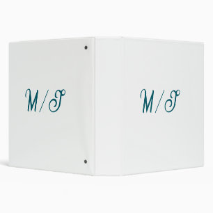 Turquoise monogram wedding couple name simple styl binder