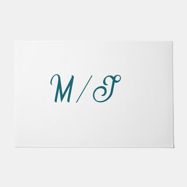 Turquoise monogram wedding couple name simple styl doormat (Front)