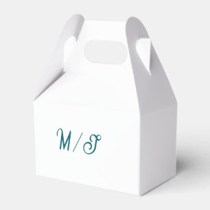 Turquoise monogram wedding couple name simple styl favor box