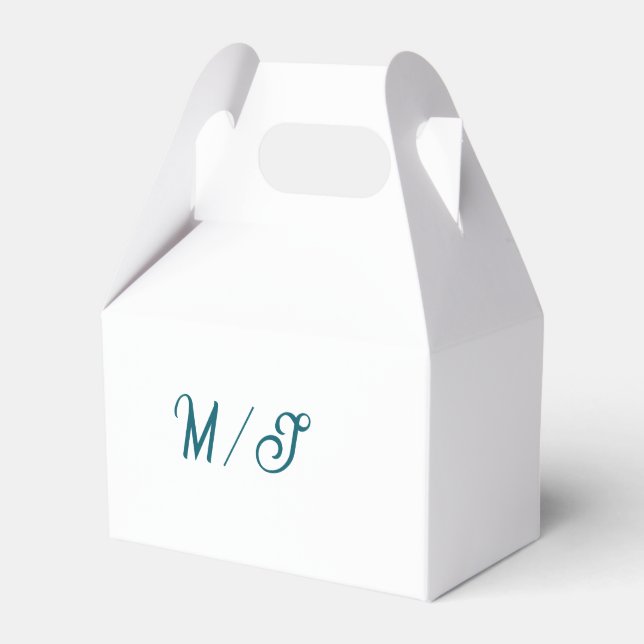 Turquoise monogram wedding couple name simple styl favor box (Front Side)