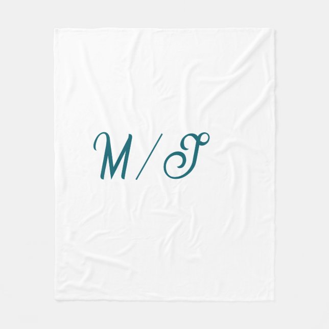 Turquoise monogram wedding couple name simple styl fleece blanket (Front)