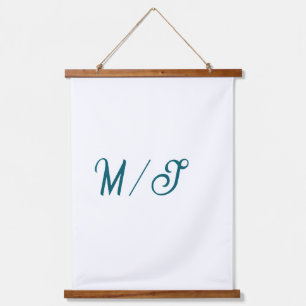 Turquoise monogram wedding couple name simple styl hanging tapestry