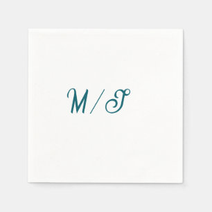 Turquoise monogram wedding couple name simple styl napkin