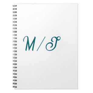 Turquoise monogram wedding couple name simple styl notebook