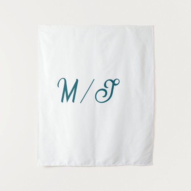 Turquoise monogram wedding couple name simple styl tapestry (Front)