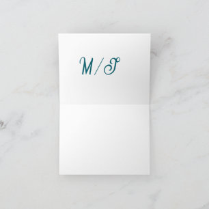 Turquoise monogram wedding couple name simple styl thank you card
