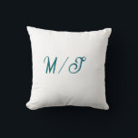 Turquoise monogram wedding couple name simple styl throw pillow<br><div class="desc">design</div>
