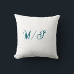 Turquoise monogram wedding couple name simple styl throw pillow<br><div class="desc">design</div>