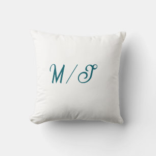 Turquoise monogram wedding couple name simple styl throw pillow