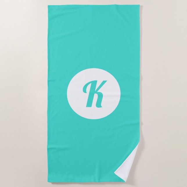 Turquoise Monogrammed Beach Towel (Front)
