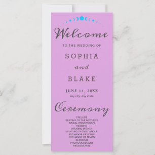 Turquoise Moon Phases Plum Purple Wedding Program