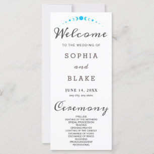 Turquoise Moon Phases White Wedding Program